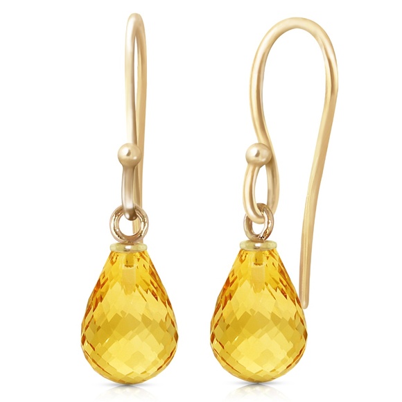 Galaxy Gold Products Jewelry - 14K. SOLID GOLD FISH HOOK EARRINGS WITH CITRINES